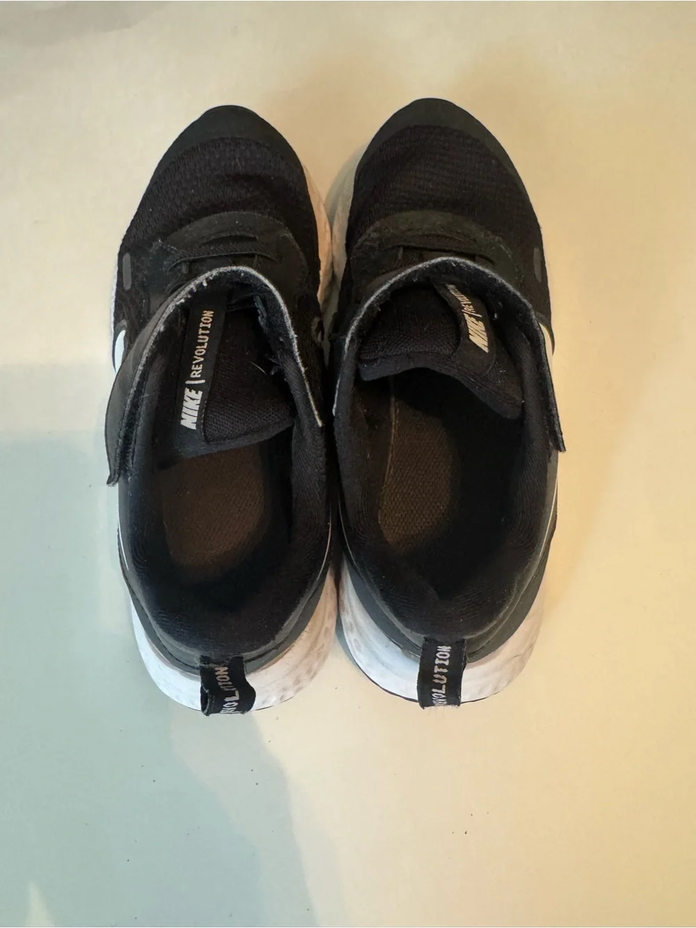 2Y Nike Revolution Black & White Kids running shoes Sneakers Velcro strap